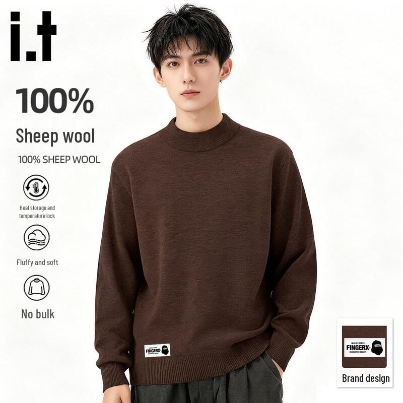 Fingercroxx Men s Winter Half-High Collar Wool Sweater 3XL