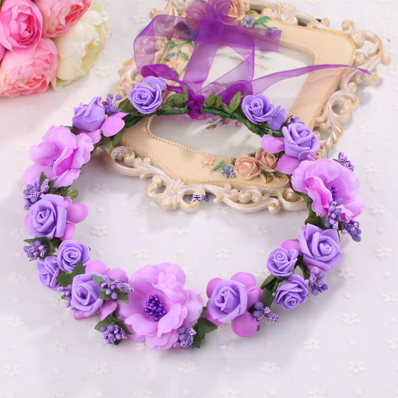 Korean Style Bridal Flower Headband – Wreath Headpiece for Weddings and Beach Vacations