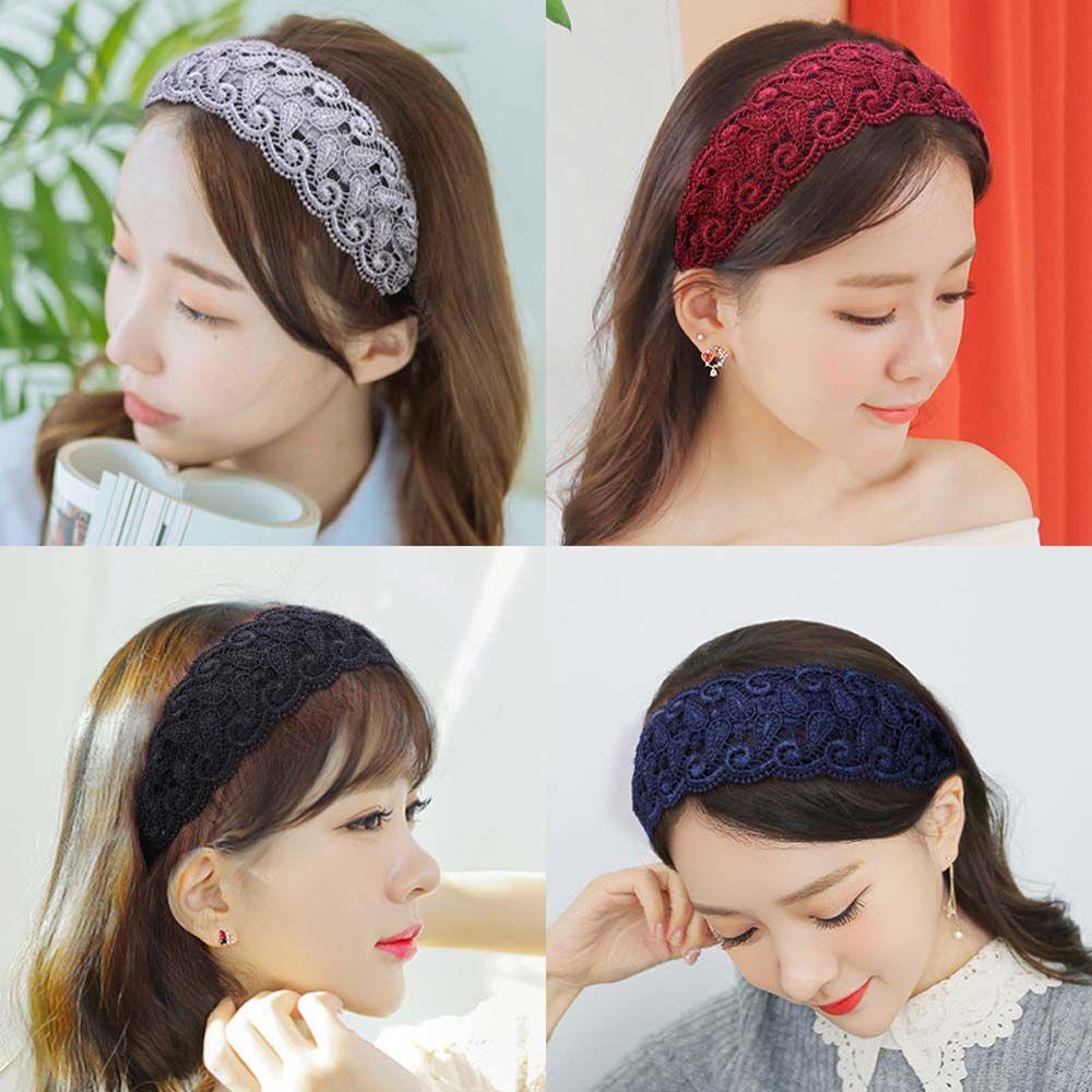 Trendy Wash Face Hollow Non Slip For Girls Lace Hairbands Women Hair Hoop Korean Head Wrap Headband