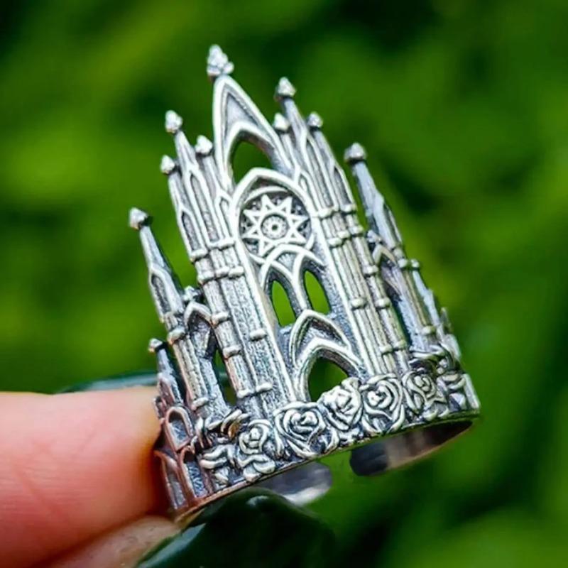 New Retro Castle Style Ring European and American Fashion Creative Cross Hollow Ring Universal Accessories for Men and Women