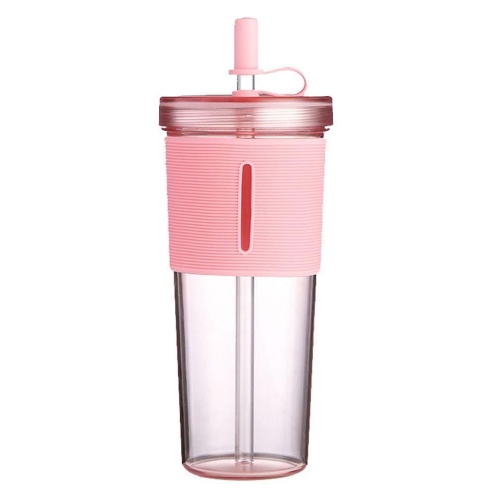 Reusable 710ML Drink Bottle Clear with Straw Straw Cup High Temperature Resistant Outdoor Kettle Gift