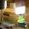LED Alarm Work Lights Flashlight Electric Torch Spotlight Car Lamp For Ryobi 14.4V 18V Lithium Nickel One+ Battery P108 P104