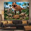 Jurassic Dinosaur World Birthday Backdrop T-Rex and Prehistoric Forest Scene Party Background Banner