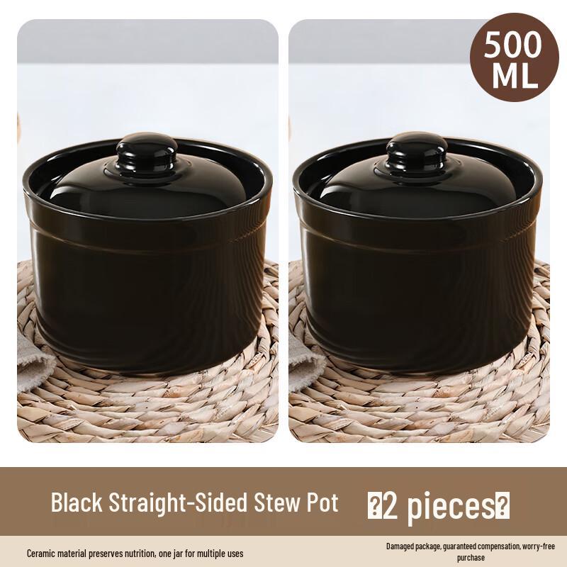 Zhao Ran Ceramic Double Boiler Stew Pot with Lid (Set of 2)
