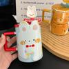 Cute Cartoon Three-Dimensional Bear Rabbit Ceramic Mug With Lid Spoon High-Value Office Coffee Cup Souvenir