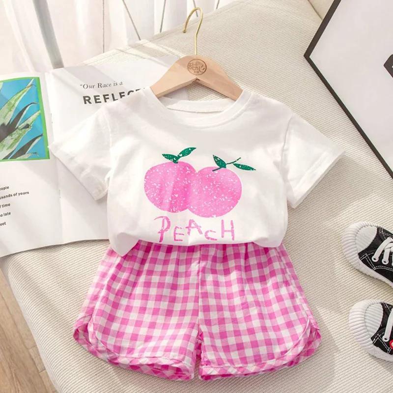 Toddler Cute T-shirts+Shorts Baby Girls Summer New Clothes Casual Two Pieces Suits Infantil Trendy Simple Thin Soft Tees Outfits