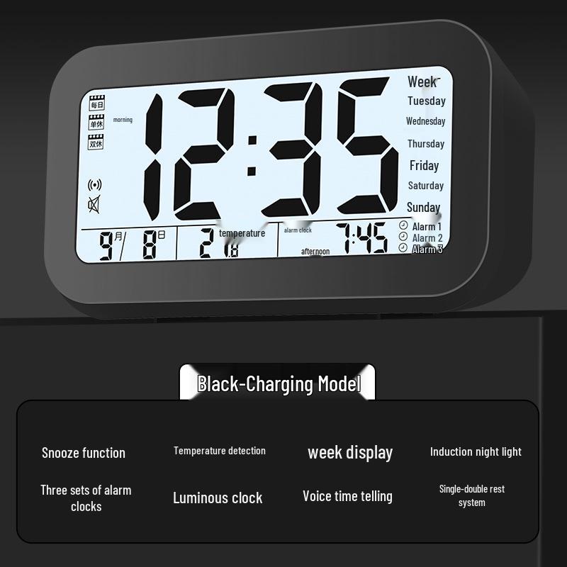 2024 Luminous Silent Smart Alarm Clock for Students & Kids - Electronic, Rechargeable, Ideal Wake-Up Aid