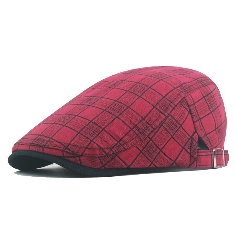 Spring New Pure Cotton Square Color Plaid Cap, Men's Fashion Sunscreen Beret, Women's Personality Leisure