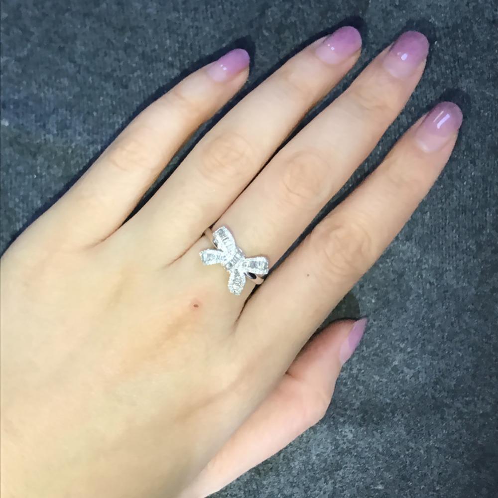 Bow Tie Square Zirconia Ring Elegant Luxury Simulated Diamond Wedding Ring for Women