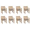 Exclusive House - Garden Chairs Set of 8 with Grey Cushions Solid Teak Wood