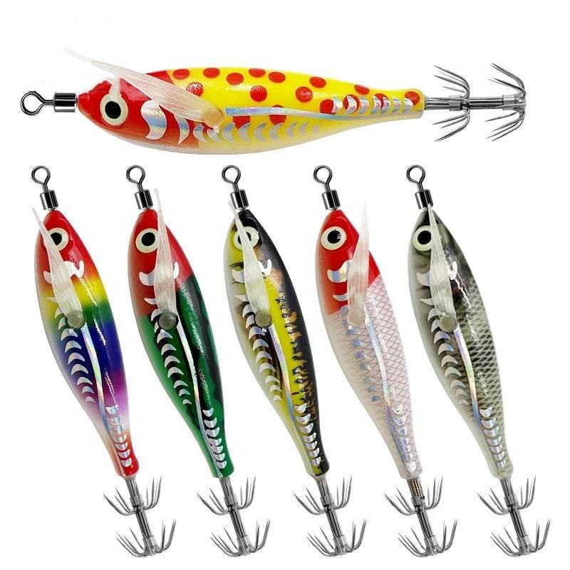 10Pcs Squid Jig Set 8Cm Luminous Uv Shrimp Lure Horizontal Fishing Bait For Cuttlefish Octopus Sea Tackle
