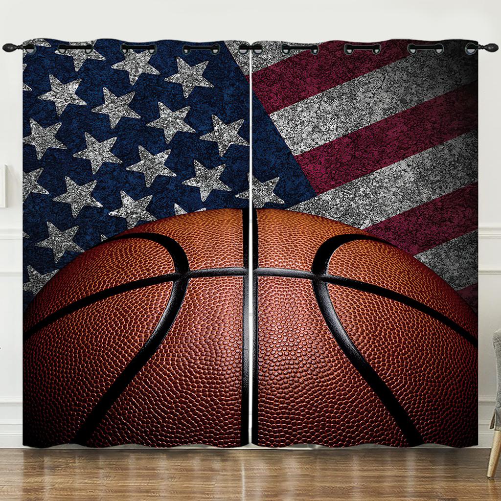 Curtains Sports World Cup 3D Digital Printing Blackout Curtain Punching