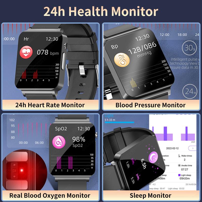 SACOSDING Hygieia-002s Pro-C Blood Pressure ECG+PPG Smart Watch Men Heart Rate Blood Oxygen Health Body Temperature Smartwatch Women