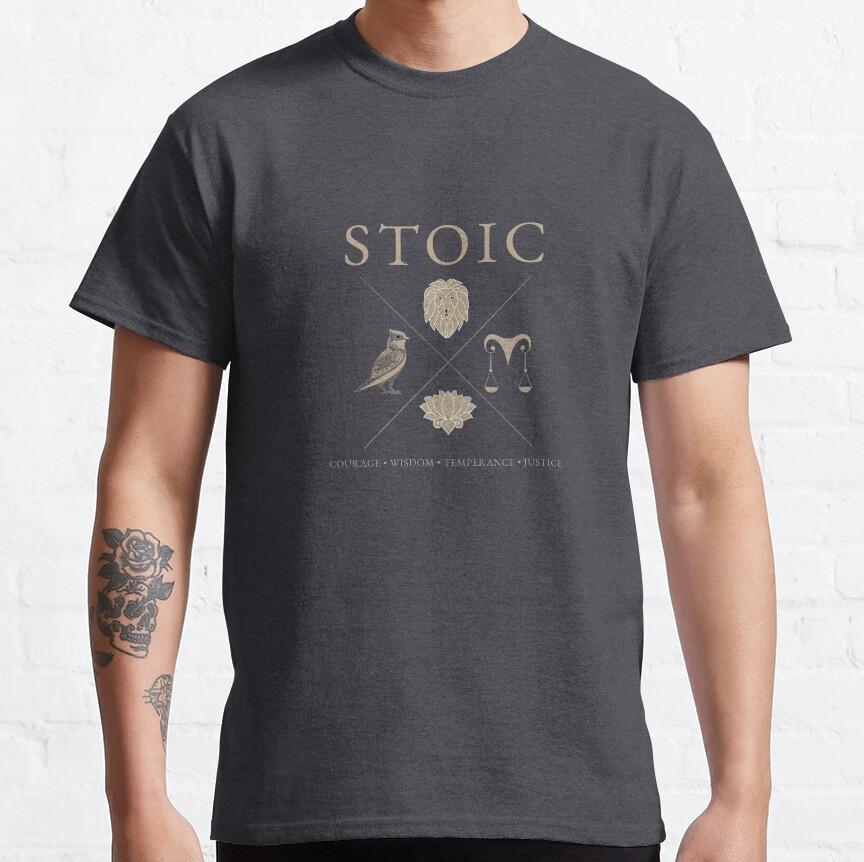 Stoizismus, stoische Tugenden, Mut, Weisheit, Mäßigung und Gerechtigkeit Stoizismus Team Stoischer Humor Grafik T-Shirts Übergrößen Oberteile