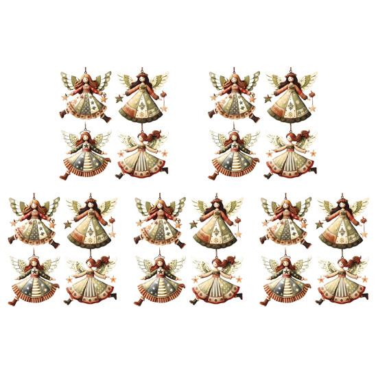 Tre Engel Julepynt Rustikk Gårdshus Engeldekorasjoner Juletre Hengepynt for Ferie Hjemmedekor