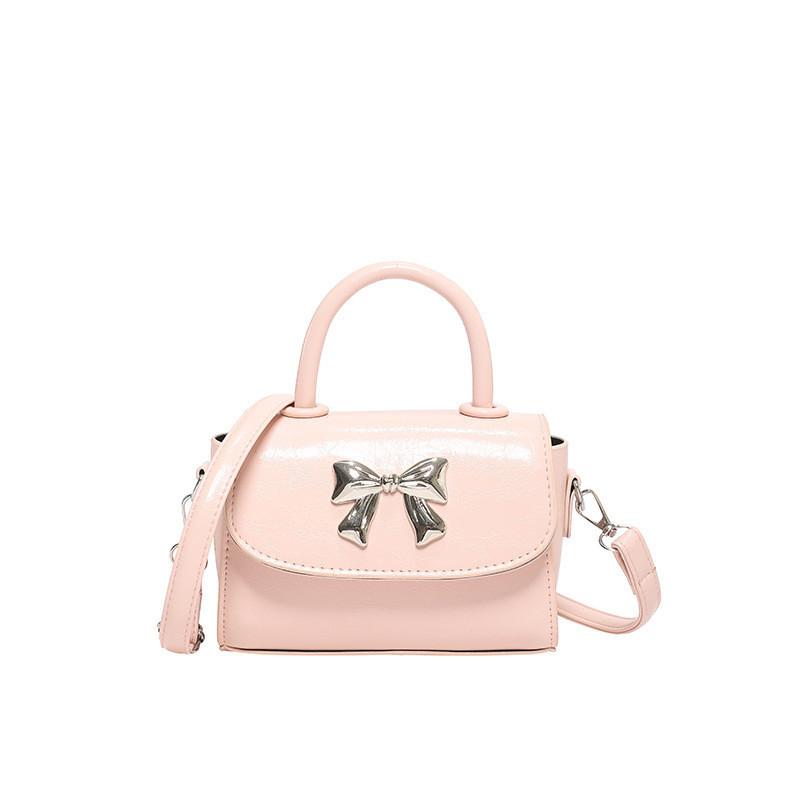 

High-end Pu Material Small Square Bag With Butterfly Knot Detail рожевий