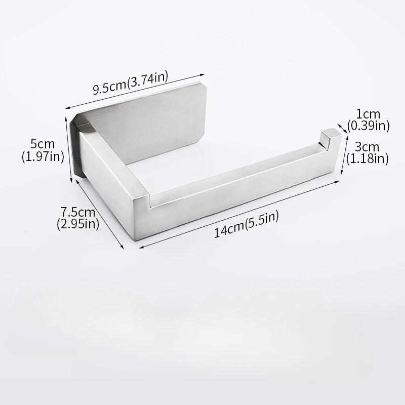 No-Drill Stainless Steel Wall-Mounted Square Tube Tissue Holder For The Bathroom Wall-Mounted Paper Roll Holder