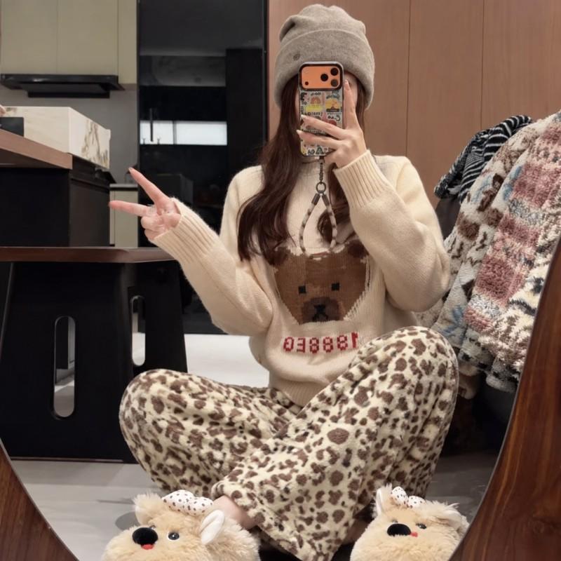 Thick Fleece Lined Lounge Pants Women Winter Warm Casual Wearable Sleepwear Plus Size