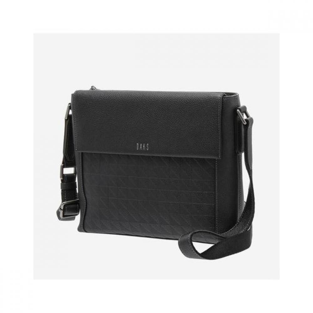 Daks Black Leather Grid Pattern Crossbody Bag Dbba3e263