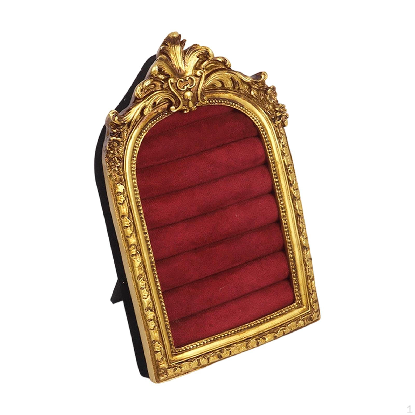 

Rings Organizer Tray Baroque Jewelry Made of Resin with Velvet Surface for Earrings S красный