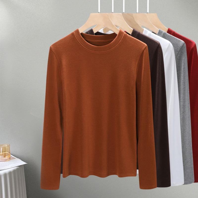 Crew Neck Long Sleeve Knitted Sweater Early Autumn New Women's Clothing Can Be Worn Outside with High-end Temperament Bottoming Shirt Top