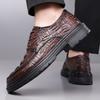 High Quality British Style Men'S Business Leather Shoes Fashion Crocodile Leather Pattern Casual Shoes Comfort Soft Oxford Shoes