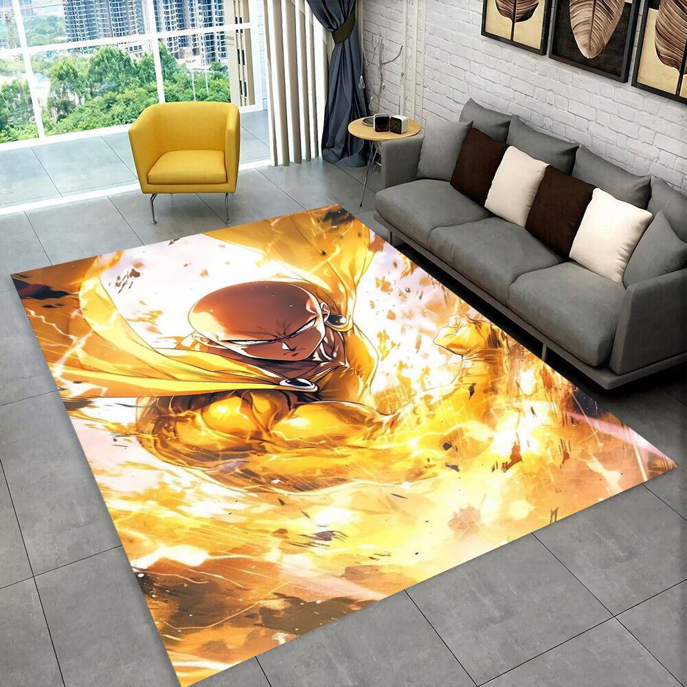 3D One Punch Man Saitama Cartoon Anime Teppich für Wohnzimmer Schlafzimmer Zuhause Sofa Dekoration, Kinder Spiel Rutschfeste Bodenmatte