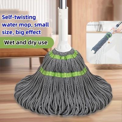 Easy Hands-Free Self-Wringing String Mop for Versatile Wet and Dry Rotary Cleaning - Living Room, Bedroom, Toilet, Kitchen, and Floor Surfaces