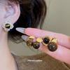 18k real gold electroplated silver needle tiger's eye stone pendant earrings retro Maillard earrings light luxury earrings women