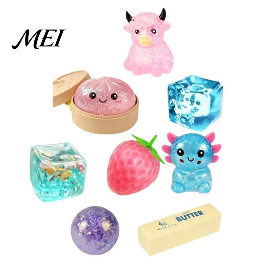 Anxiety Relief Toy 8Pcs Sugar Squeeze Toys, Soft TPR Stress Fidget Safe for Adults, Calming Sensory Party Gift Management Tool