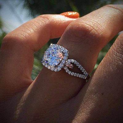 Eternity Ring with Brilliant Cubic Zircon Cute Romantic Wedding Engagement Ring Shiny Crystal Anniversary Surprise Gift