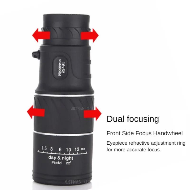 16X52 Monocular Telescope Optical Lens High Definition Handy Optics Scope Dual Focus Zoom 16X Binocular for Outdoor Camp Hunting
