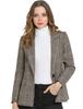 Allegra K Women's Long Sleeve Houndstooth Blazer with One-Button Closure and Notch Lapel, Brown, Size XS