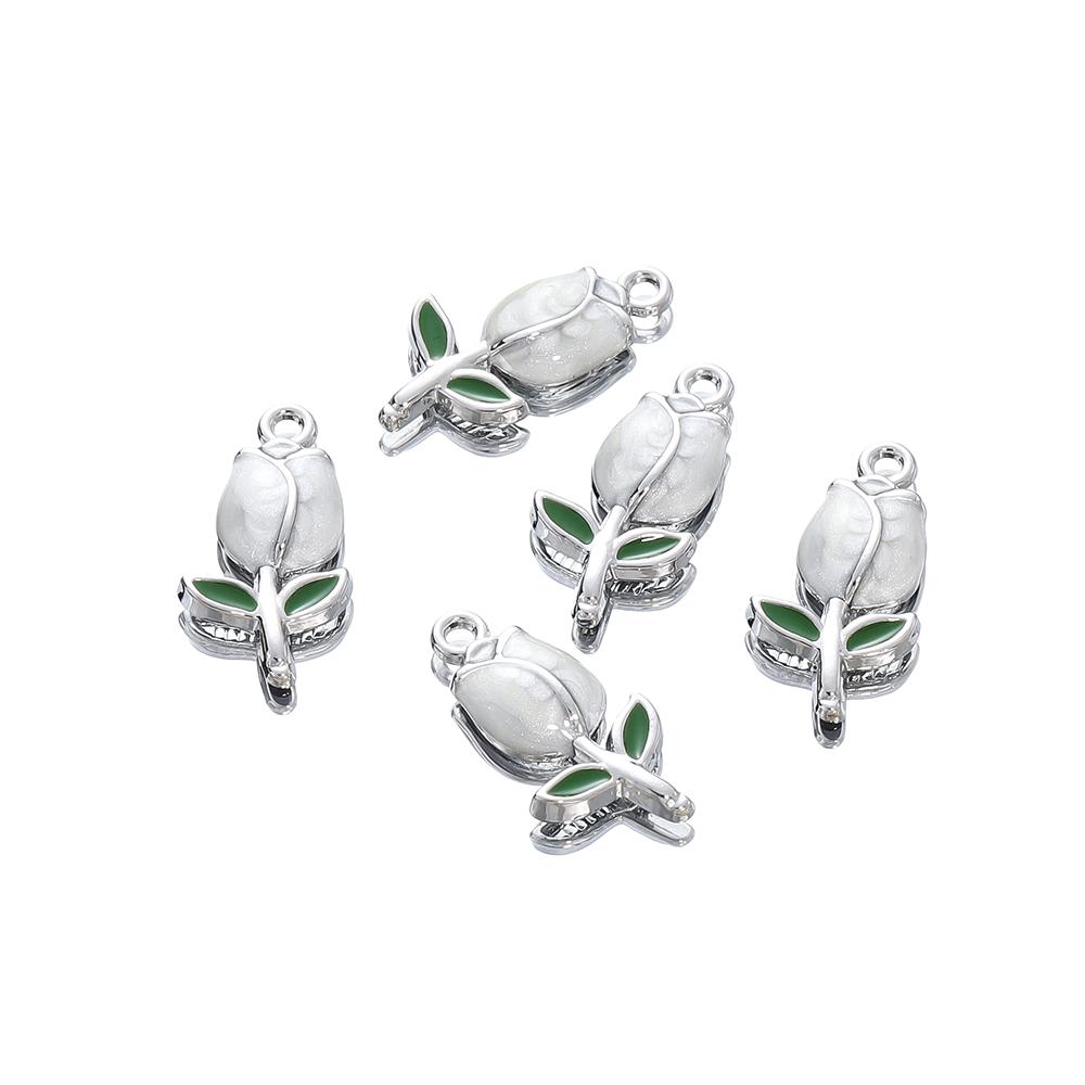 10Pcs/Lot 11.4*22.3mm Cartoon Alloy Tulip Shape Charms Loose Pendant For DIY Bracelet Necklaces Jewelry Making Accessories