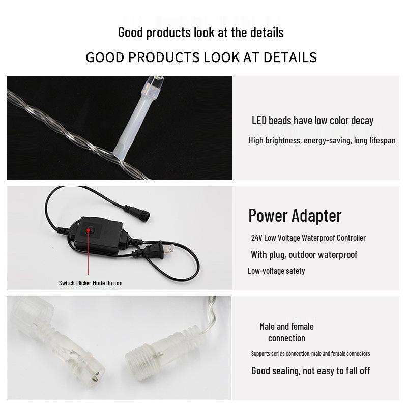 Outdoor LED Waterfall Icicle Lights - Starry Sky, Colorful & Waterproof for Christmas Decoration