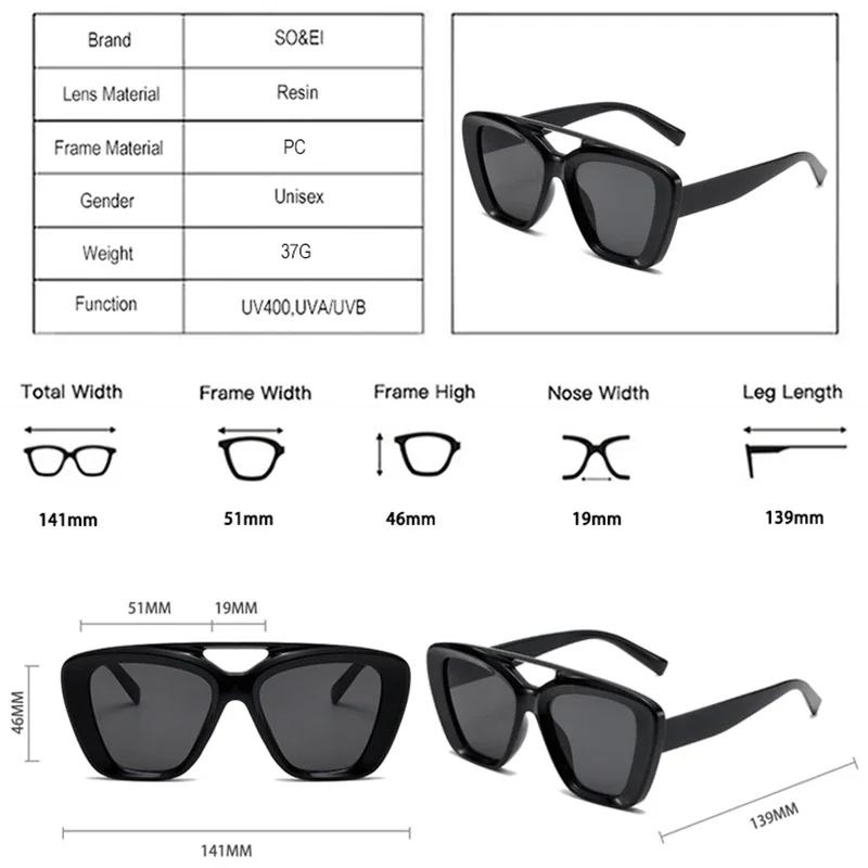 Double Beam Sunglasses for Men Women Simple Fashion Large Frame Shades Sun Glasses Outdoor Driving UV400 Eyewear for Ladies