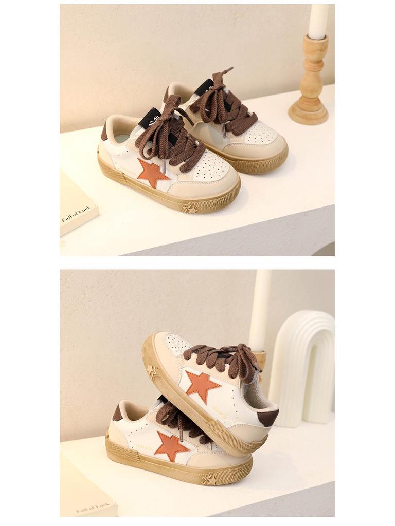 Kids' Genuine Leather Skate Shoes 2025: New Spring/Autumn Style with Star Design for Boys and Girls