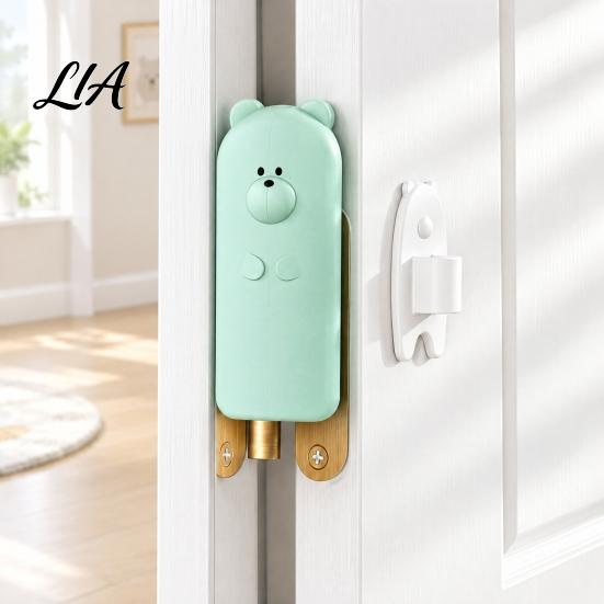 Soft Elastic Door Security Silicone Pinch Guard, Hanging Anti Slam Stopper, Cartoon Bear Design, Child Flexible Stopper Safety Finger Guard