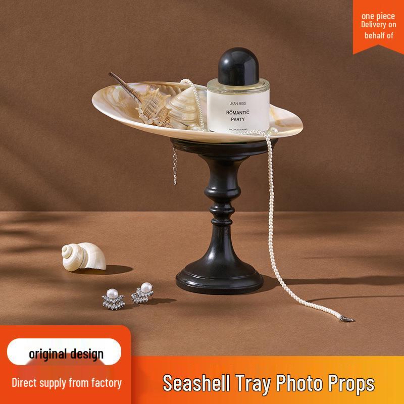 Luxusní mušlová miska, fotografické rekvizity pro šperky, nail art a flat lay dekorace