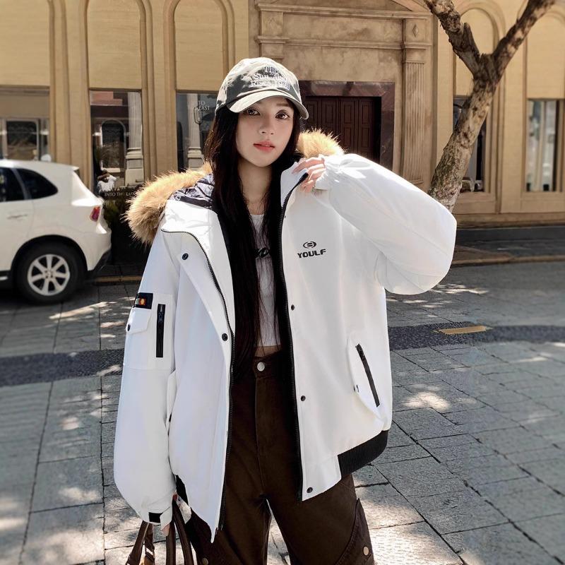 

Zhang Yuanying big mullah tooling parker cotton-padded clothes women s short fashion versatile student loose cotton clothes tide XL (135-75 kg) белый