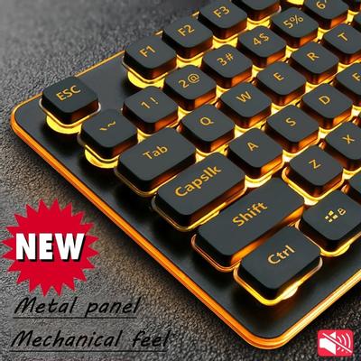 Tastiera da gioco USB a 104 tasti LED Tastiera ergonomica con poggiapolsi, per PC Windows Gamer Desktop e computer portatile