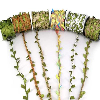 Jute Rope with Rattan Green Leaves for DIY Air Conditioner Pipe Decoration and Crafts