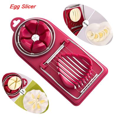 Affetta uova multifunzionale 2 in 1 in acciaio inossidabile, taglia uova a spicchi, stampo a forma di fiore, taglia carne per pranzo, gadget da cucina