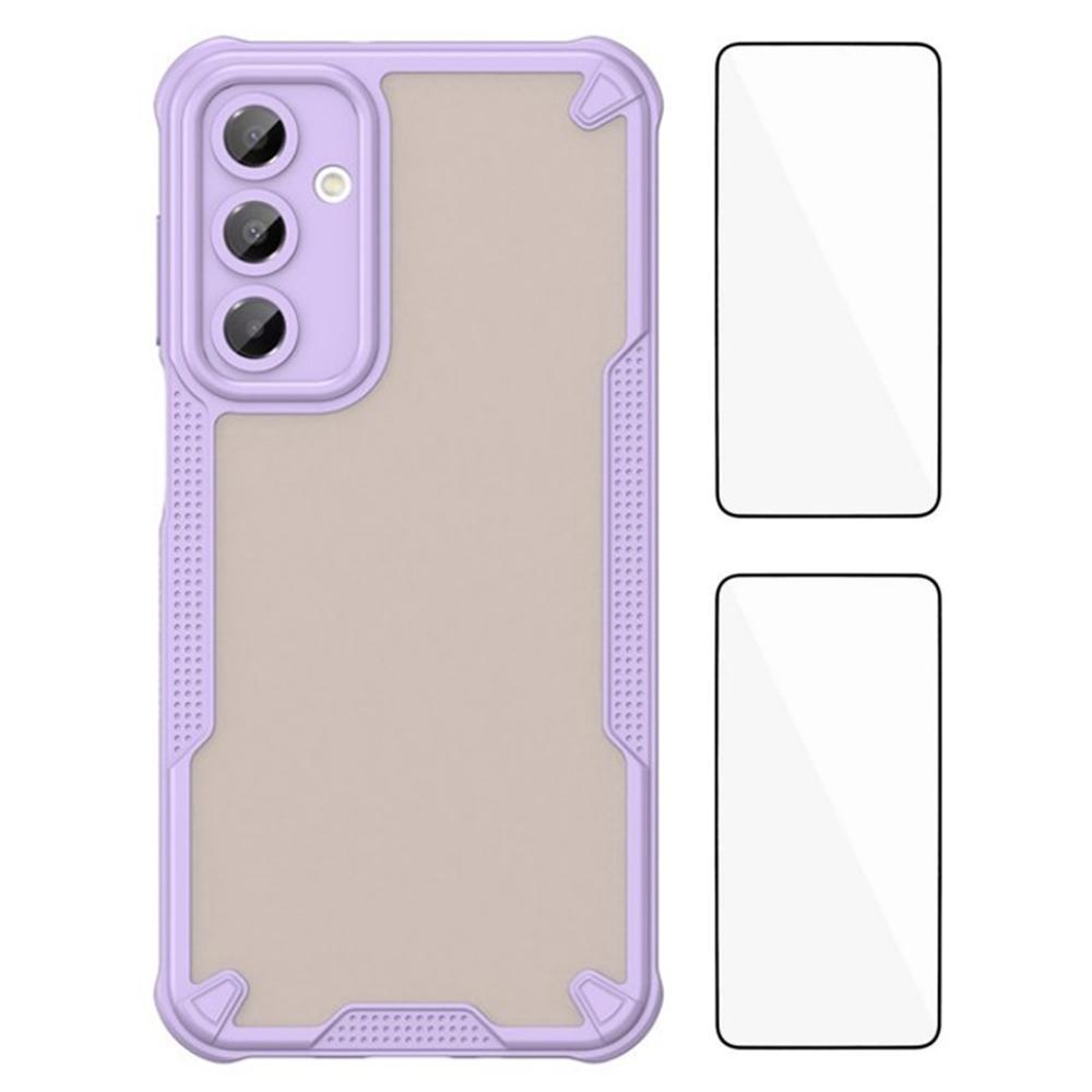 

WANLONFENG MFFJ Series For Samsung Galaxy A16 4G/5G Back Cover with 2PCS Tempered Glass TPU+Acrylic Phone Case Purple