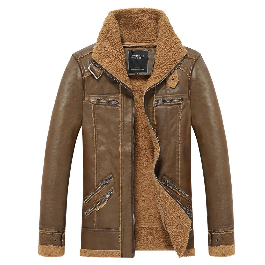 European code custom-made European and American autumn and winter men's clothing pu fur integrated jacket jacket tide