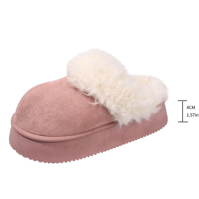 

Fashion 2025 New Thick Sole Fluffy Slippers Women Outdoor Non Slip Warm Winter Slippers Woman Comfortable Slip On Cotton Shoes Female 40-41 розовый