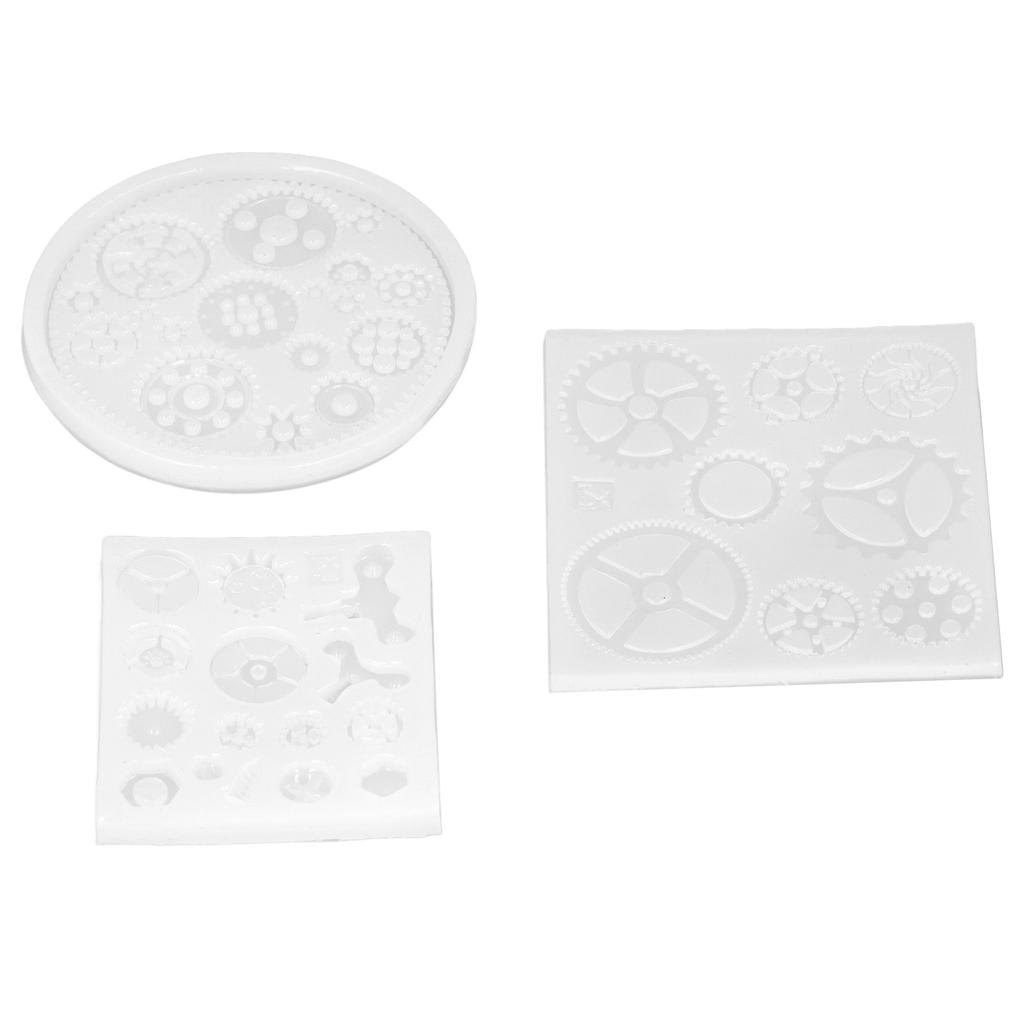 3PCS Gear Silicone Mould Cartoon Punk Style Industrial Gear Silicone Mold Mirror Flash Nonstick DIY