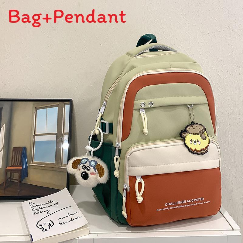Nylon School Backpack For Teens With Design And Letter Print For Casual Use