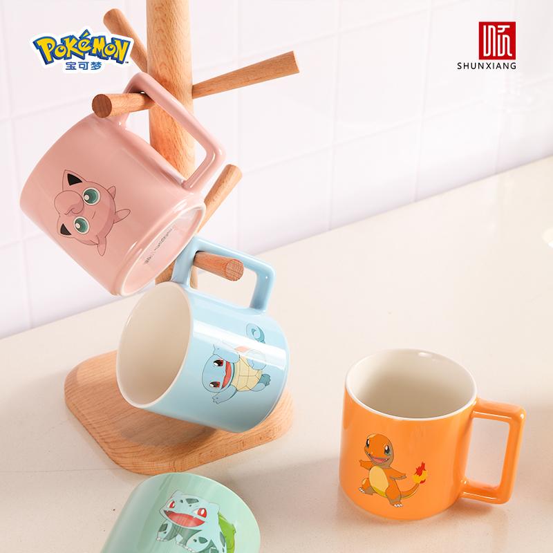 SHUNXIANG Ceramic Mug for Pokémon Licensed Cute Charmander Jigglypuff Cartoon Water Cup Coffee Cup Anime Themed Ceramic Cup Gift