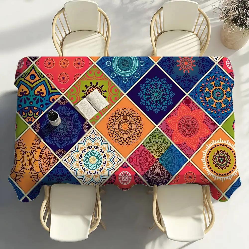 Authentic Boho Table Cloth Party Decor Dining Room Home Kitchen Patios Waterproof Stain-Proof Table Cloth